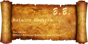 Balaicz Beatrix névjegykártya